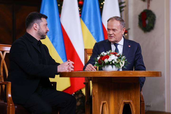 Polish Prime Minister Donald Tusk. Meeting with President of Ukraine Wolodymyr Zelenski. 19.12.2025