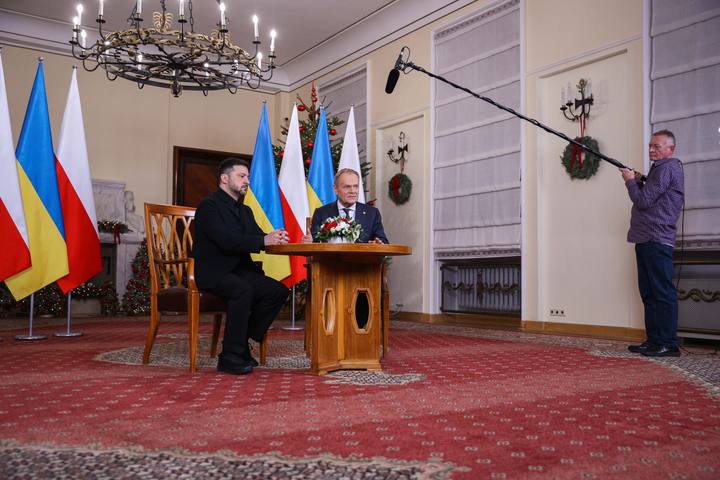 Polish Prime Minister Donald Tusk. Meeting with President of Ukraine Wolodymyr Zelenski. 19.12.2025