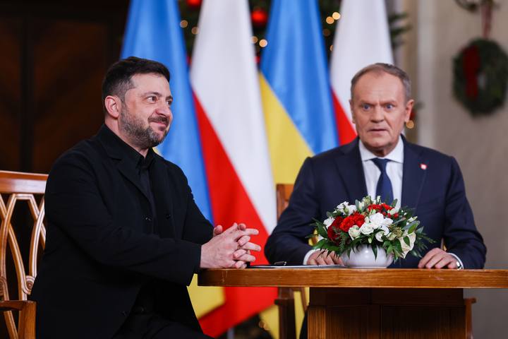 Polish Prime Minister Donald Tusk. Meeting with President of Ukraine Wolodymyr Zelenski. 19.12.2025