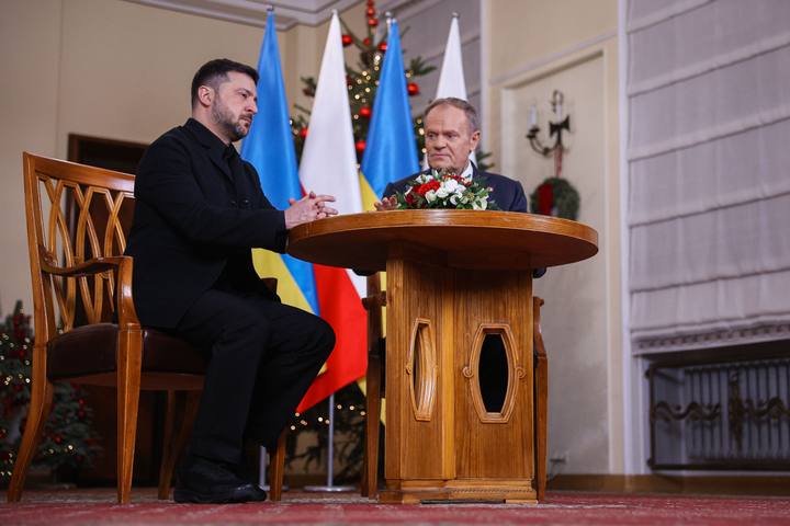 Polish Prime Minister Donald Tusk. Meeting with President of Ukraine Wolodymyr Zelenski. 19.12.2025