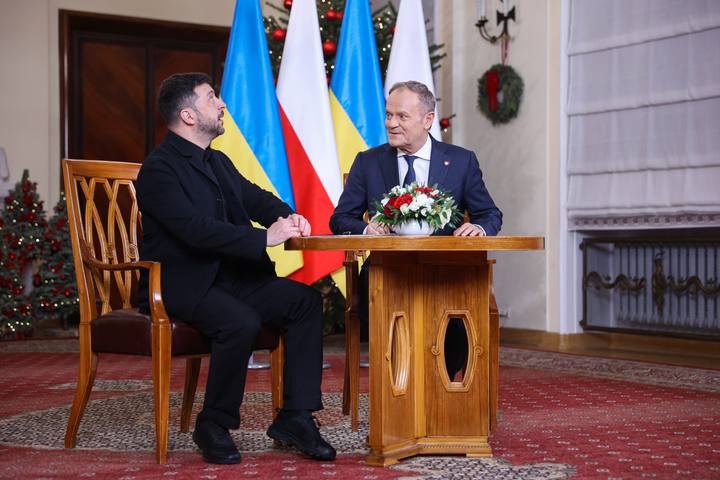 Polish Prime Minister Donald Tusk. Meeting with President of Ukraine Wolodymyr Zelenski. 19.12.2025