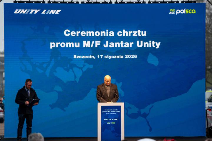 Christening of the new ferry Jantar Unity. Szczecin. 17.01.2026