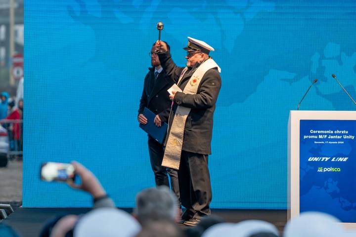 Christening of the new ferry Jantar Unity. Szczecin. 17.01.2026
