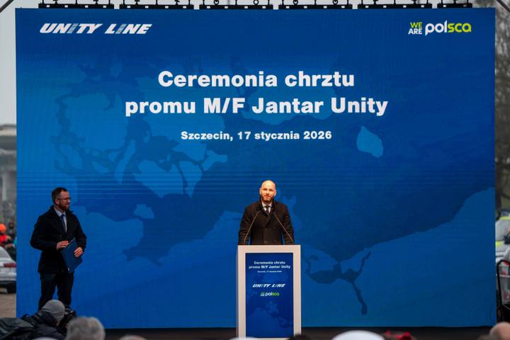 Christening of the new ferry Jantar Unity. Szczecin. 17.01.2026