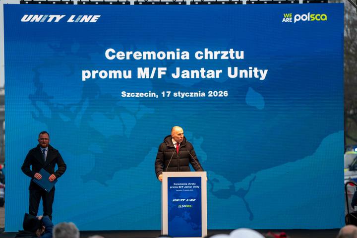 Christening of the new ferry Jantar Unity. Szczecin. 17.01.2026